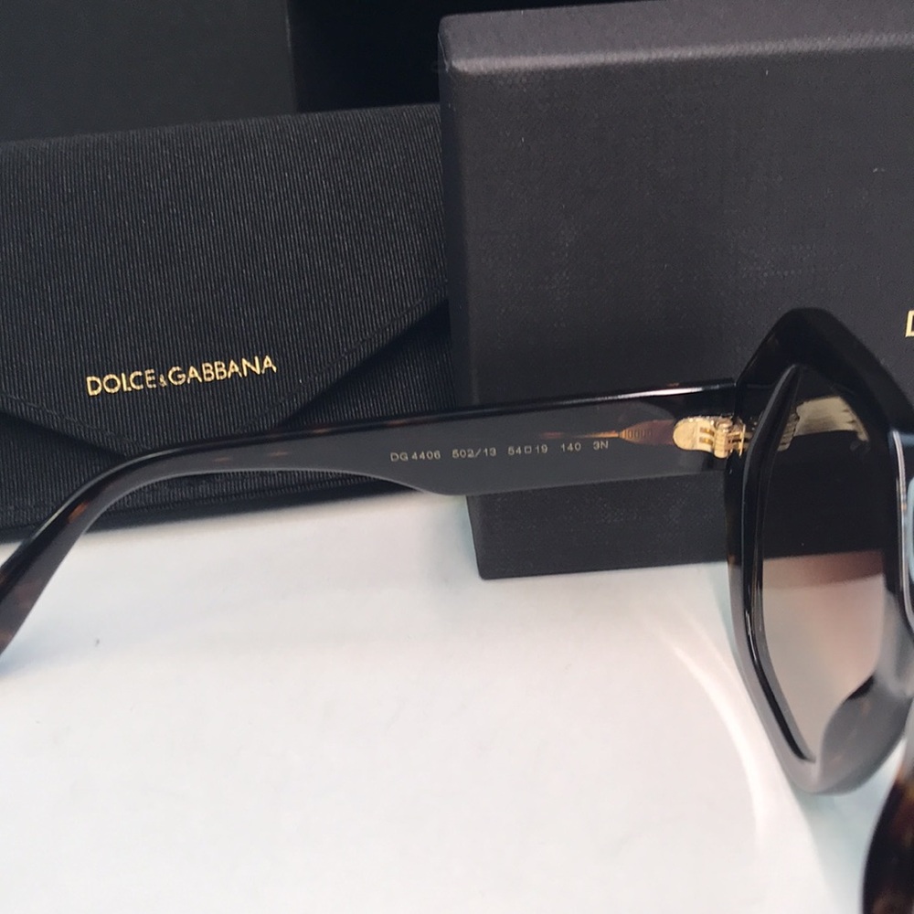 New Auth Dolce & Gabbana DG 4406 Havana Geometric Sunglasses - Picture 9 of 13
